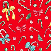 Candy Canes in Tomato from the Holiday Party Collection by ©Micki Williams for INK & ARROW from QT Fabrics- 100% Cotton