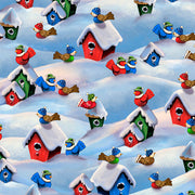 Birdhouses in Blue Multi from Whirlwind Collection by QT Fabrics - 100% Cotton Fabric