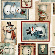 Snowman Patch in Cream from the Wonderful Christmastime Collection by ©Morris Creative Group for QT Fabrics - 100% Cotton