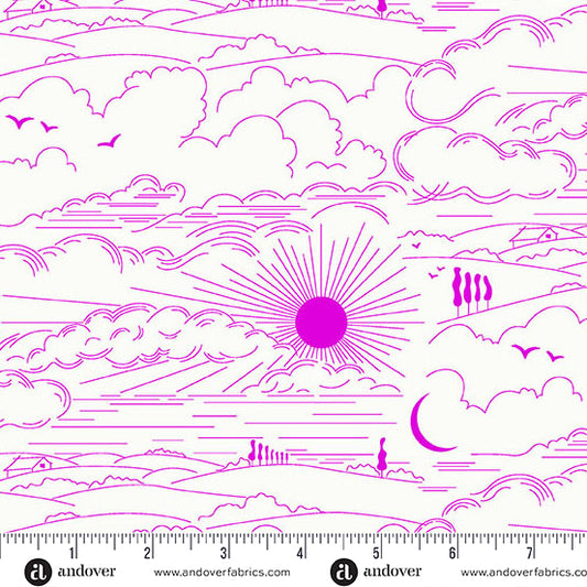 Dwell in Magenta from the Sun Print Whisper Collection by Allison Glass - Andover Fabric