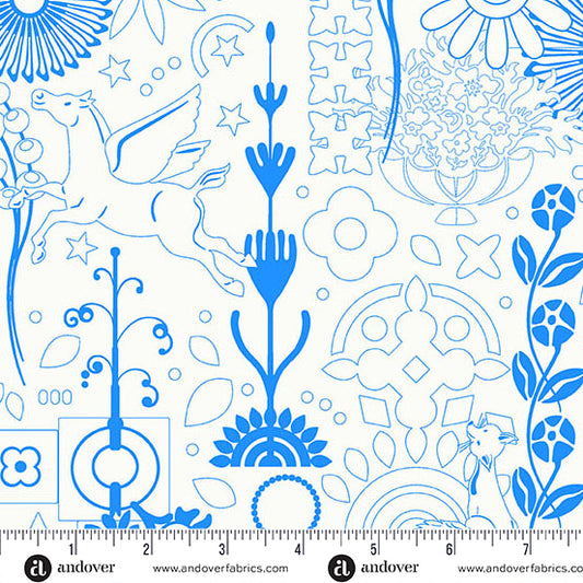 Cameo in Teacup from the Sun Print Whisper Collection by Allison Glass - Andover Fabric