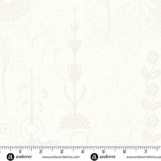 Cameo in Cream from the Sun Print Whisper Collection by Allison Glass - Andover Fabric