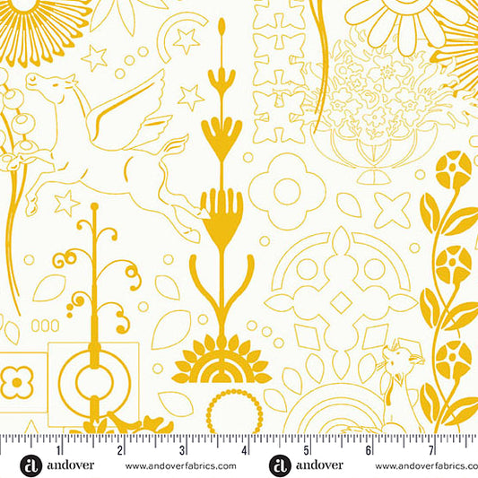 Cameo in Sunshine from the Sun Print Whisper Collection by Allison Glass - Andover Fabric