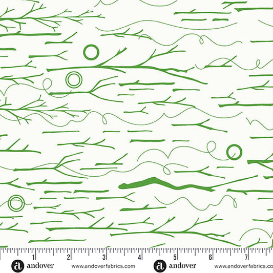 Sticks & Twine in Grass from the Sun Print Whisper Collection by Allison Glass - Andover Fabric