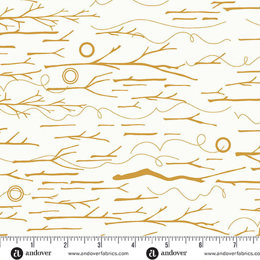 Sticks & Twine in Yarrow from the Sun Print Whisper Collection by Allison Glass - Andover Fabric