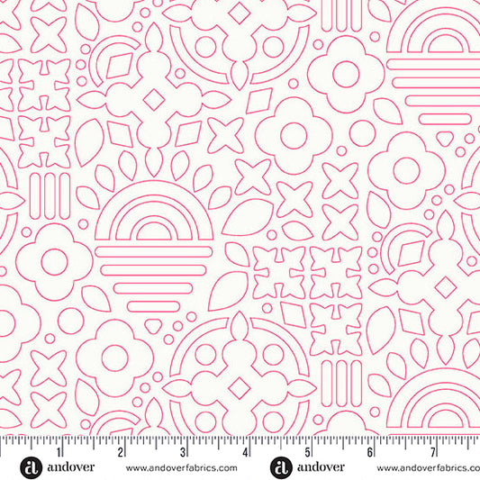 Stencil in Taffy from the Sun Print Whisper Collection by Allison Glass - Andover Fabric