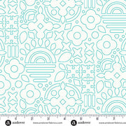 Stencil in Teal from the Sun Print Whisper Collection by Allison Glass - Andover Fabric