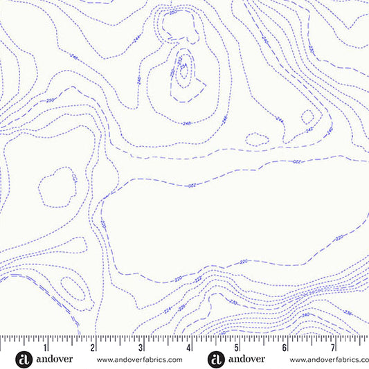 Topography in Pond from the Sun Print Whisper Collection by Allison Glass - Andover Fabric
