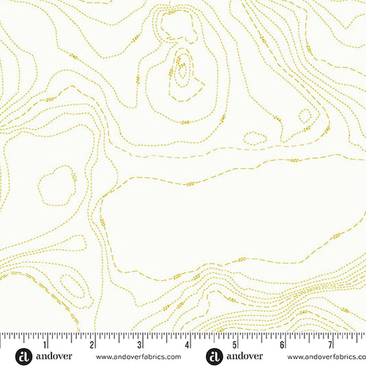 Topography in Chartreuse from the Sun Print Whisper Collection by Allison Glass - Andover Fabric