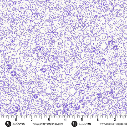 Woodland in Violet from the Sun Print Whisper Collection by Allison Glass - Andover Fabric