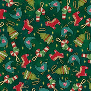 Ornaments in Green from Happiness is Homemade Collection by QT Fabrics - 100% Cotton Fabric
