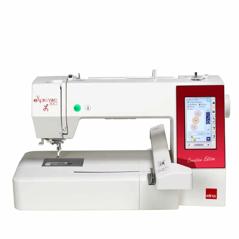Elna Expressive 830L Embroidery Only Machine includes 4 Hoops with the Largest Hoop is 7.9"x14.2"