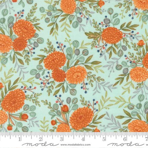Fall Florals in Aqua from the I Love Fall Most of All Collection by Deb Strain - Moda Fabrics