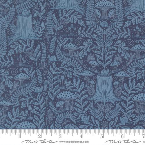 Mushroom Landscape & Nature in Blue from the Night Owl Collection - Moda Fabrics