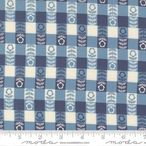 Flower Plaid in Blue from the Night Owl Collection - Moda Fabrics