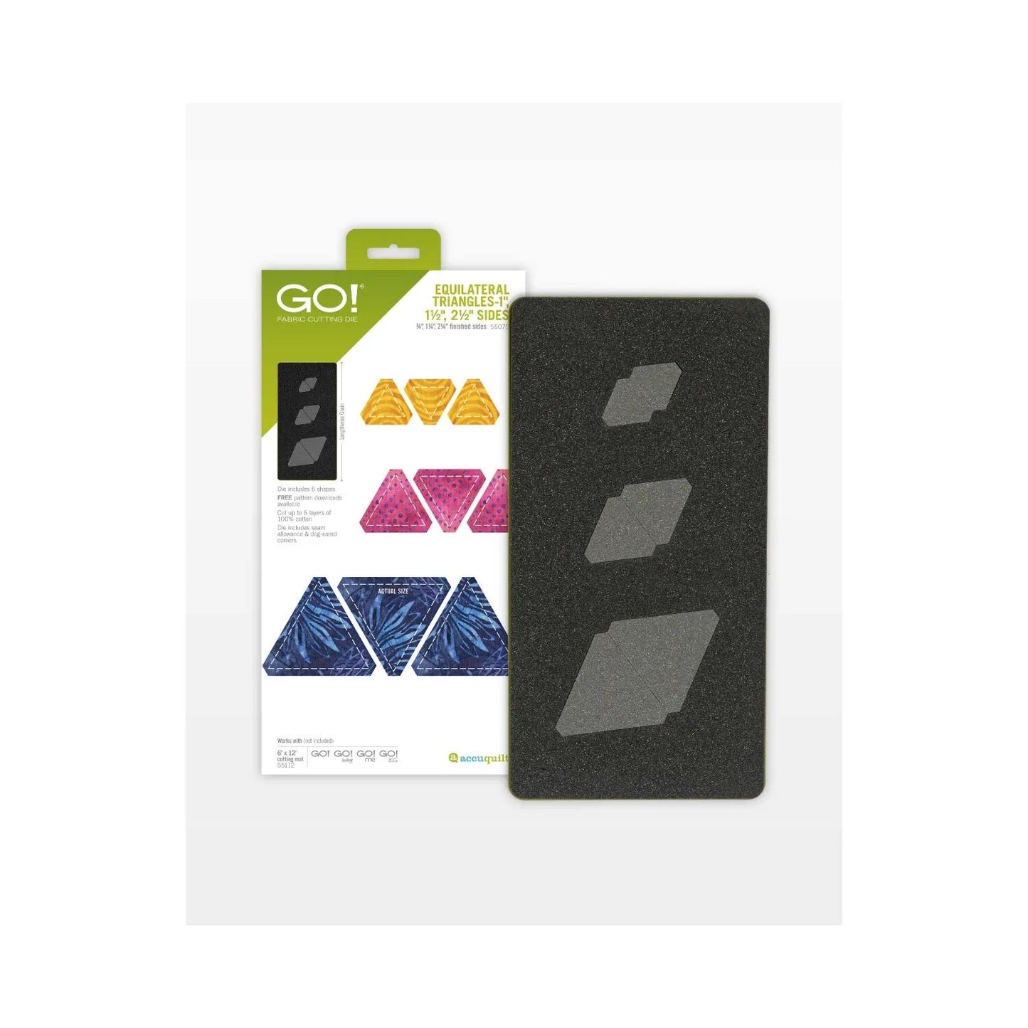 GO! Equilateral Triangles 1”, 1 1/2”, 2 1/2” Sides (3/4”, 1 1/4”, 2 1/4” Finished)