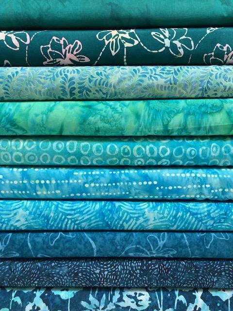 Green/Teal Palette Fabric BUNDLE - 10 Fabrics from Anthology Fabrics - Quilt Shop Quality - Choose Your Cut