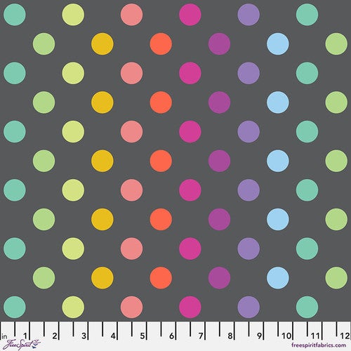 Tula Pink True Colors Graywork Preorder - Disco Poms in Carbon