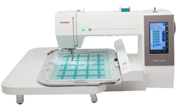Janome Memory Craft 550E Embroidery Only Machine - Comes with 4 Hoops including a Large 7.9"x14.2" Hoop