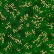 Christmas Words in Evergreen from the A King is Born Collection by ©Menga for Quilting Treasures Fabrics - 100% Cotton