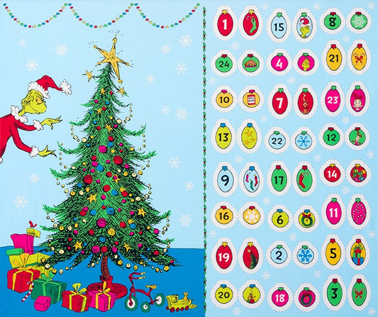 The Grinch Advent Calendar 36"x44" Panel from the How the Grinch Stole Christmas Collection by Dr. Enterprises - Robert Kaufman
