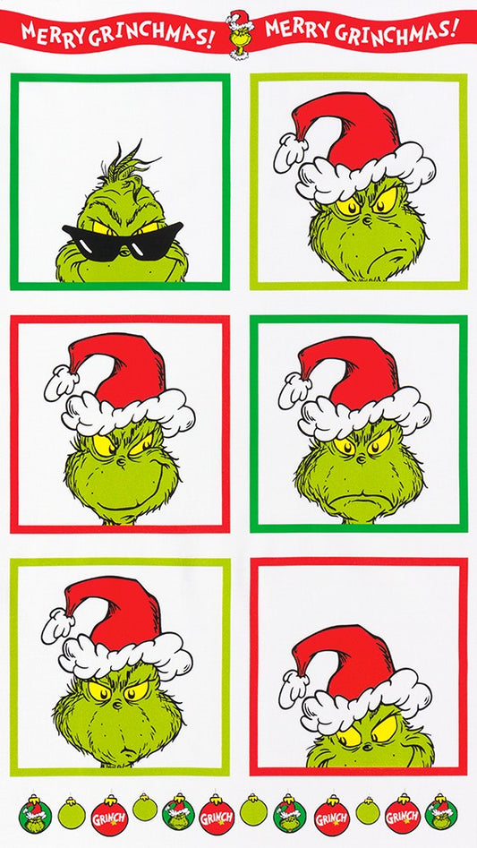 Merry Grinchmas 24"x44" Panel from the How the Grinch Stole Christmas Collection by Dr. Enterprises - Robert Kaufman