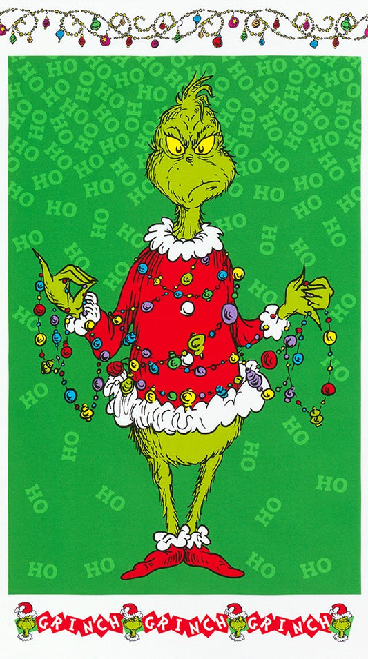 The Grinch  24"x44" Panel from the How the Grinch Stole Christmas Collection by Dr. Enterprises - Robert Kaufman