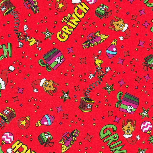 The Grinch Christmas Toss in Red from the How the Grinch Stole Christmas Collection by Dr. Seuss Enterprises - Robert Kaufman