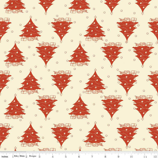 Classic Christmas- Red Trees on Parchment