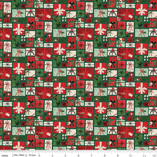 Charming Christmas-Pretty Presents in Green from Riley Blake Designs