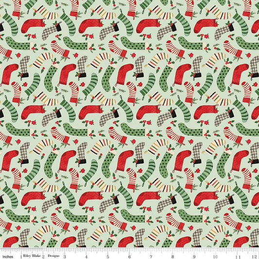 Charming Christmas-Stockings in Mint from Riley Blake Designs