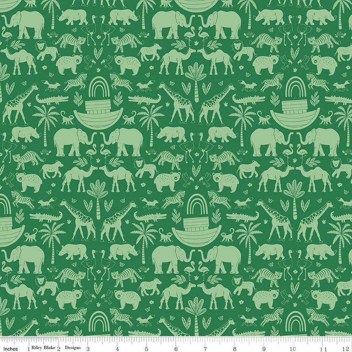Ark Adventures in Green from the Two by Two Collection - Riley Blake Fabrics