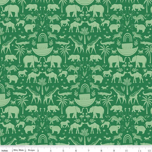 Ark Adventures in Green from the Two by Two Collection - Riley Blake Fabrics