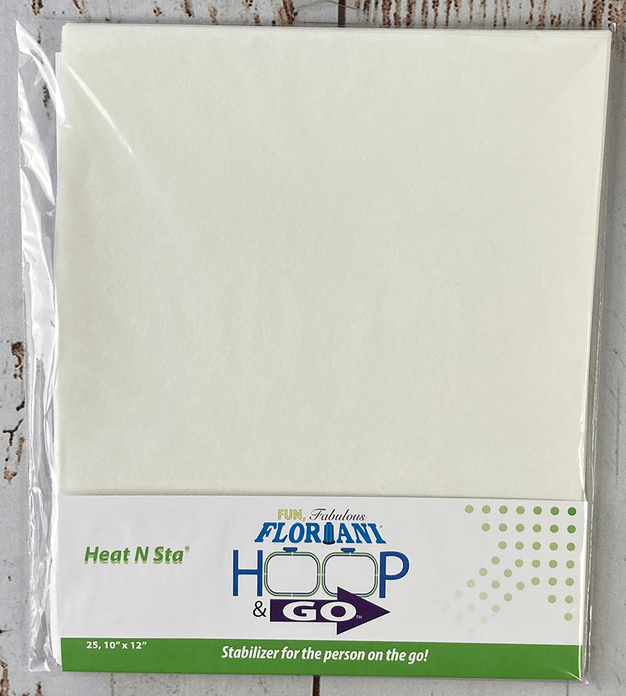 Floriani Hoop N Go 10" Heat N Sta Fusible Tearaway -FHS 10"x12" - 25 PK