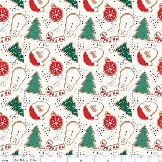 Flannel - Christmas Cookies on Cream From Riley Blake Fabric by Mind's Eye