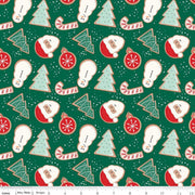 Flannel - Christmas Cookies on Green from Riley Blake Fabric by Mind's Eye