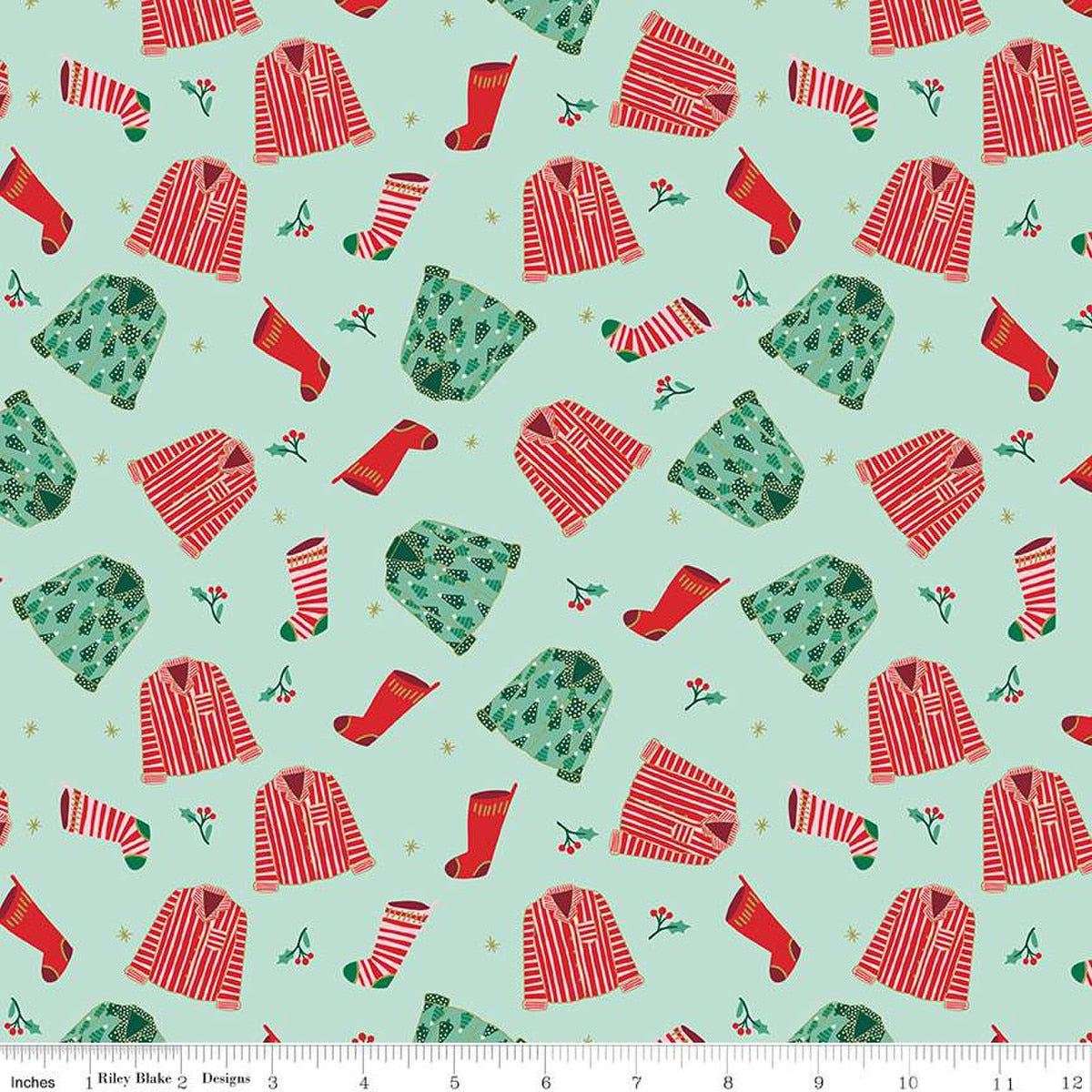 Flannel - Christmas Pajamas on Songbird from Riley Blake Fabric by Mind's Eye