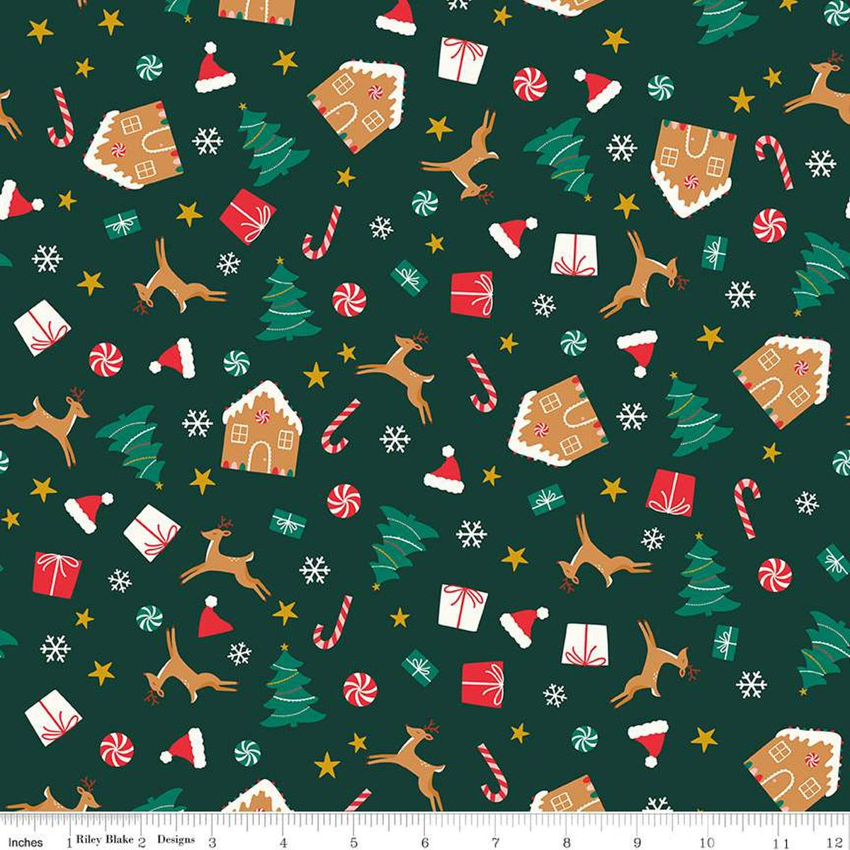 Flannel - Christmas Icons on Forest Green from Riley Blake Fabric by Mind's Eye (Copy)