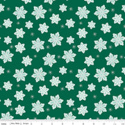 Flannel - Snowflakes on Green from Riley Blake Fabric by Mind's Eye
