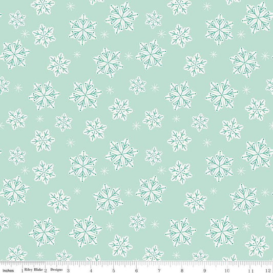 Flannel - Snowflakes on Songbird from Riley Blake Fabric by Mind's Eye