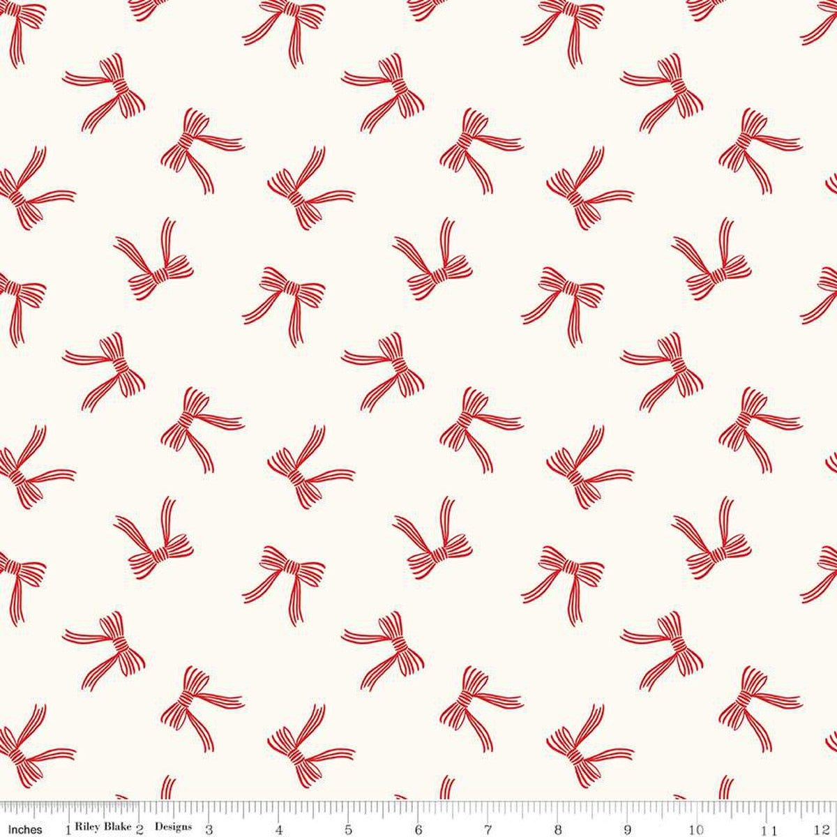 Flannel - Bows on Cream from Riley Blake Fabric by Mind's Eye