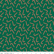 Flannel - Candy Canes on GREEN from Riley Blake Fabric by Mind's Eye