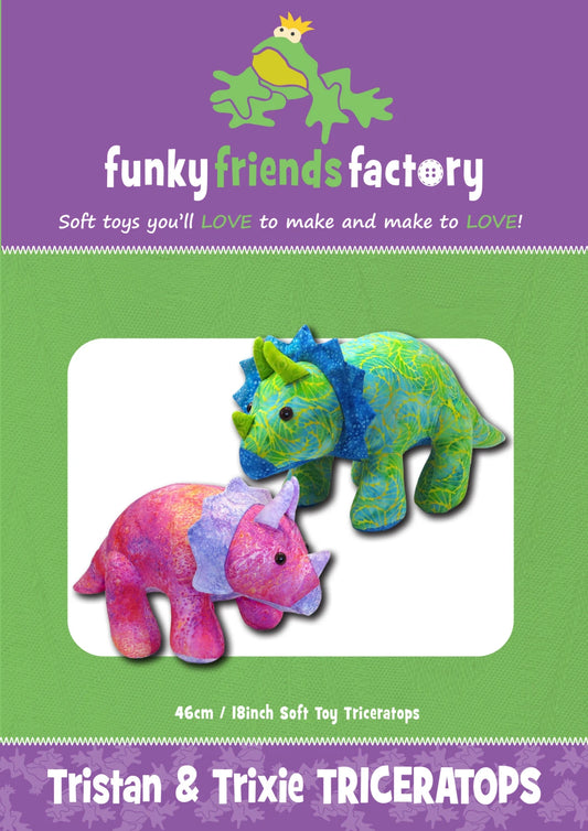 Funky Friends Pattern - Trixie & Tristan Triceratops