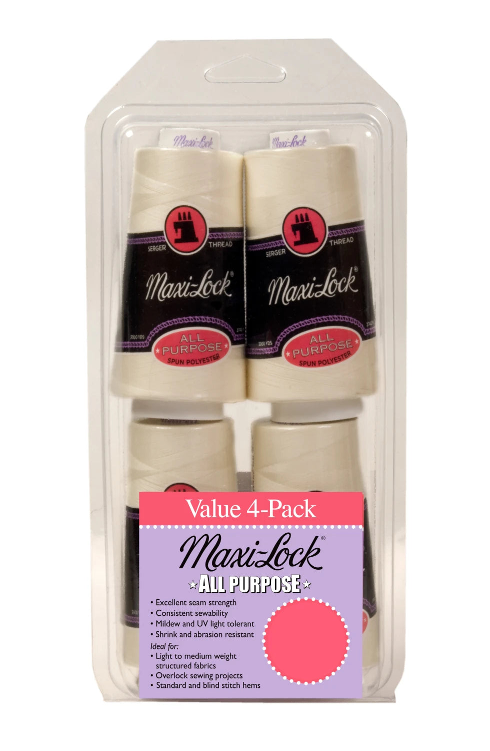Serger Thread - 4 Pack of EGGSHELL Maxi-Lock All Purpose Thread Set