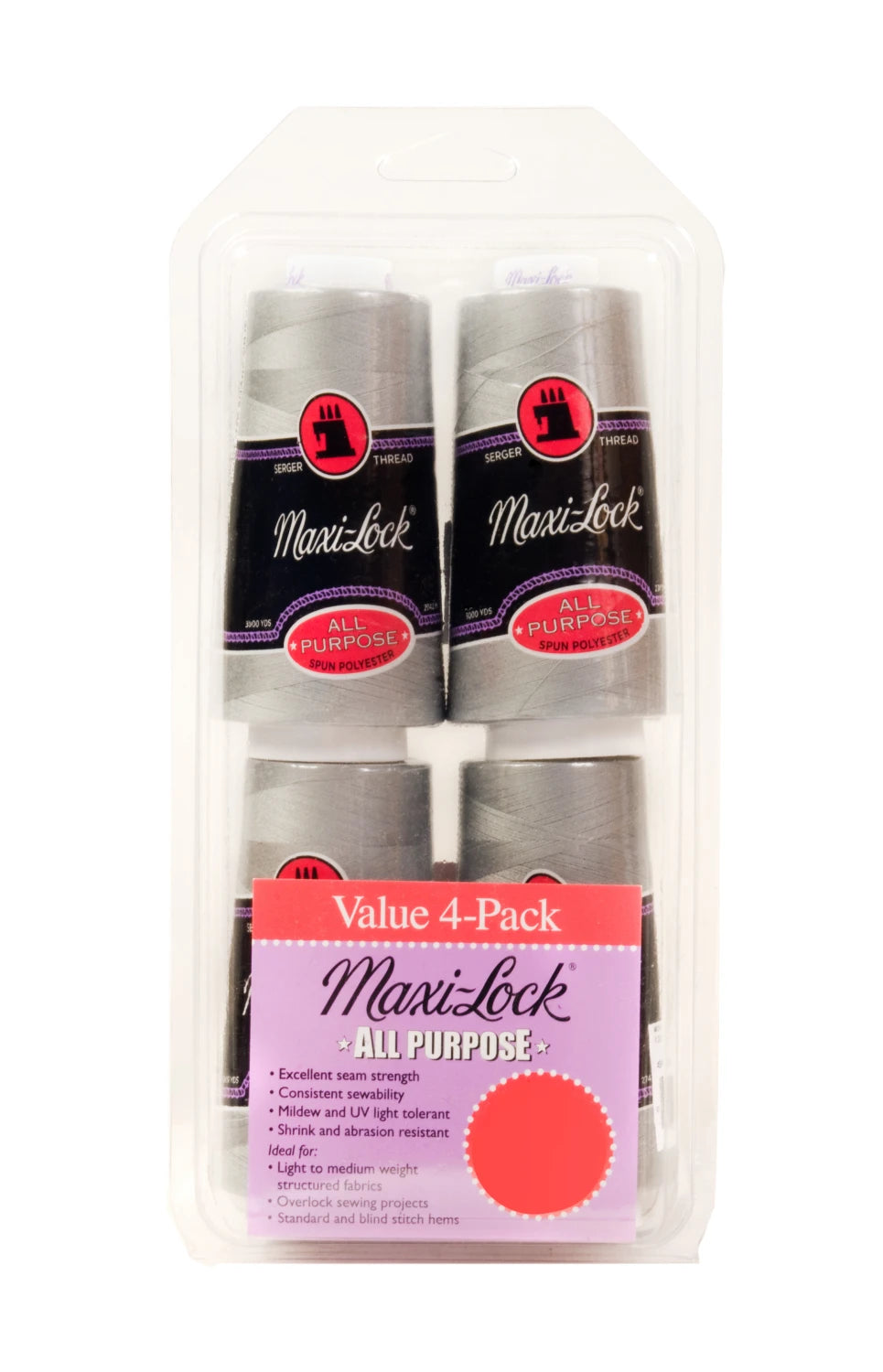 Serger Thread - 4 Pack of Light Grey Maxi-Lock All Purpose Thread Set