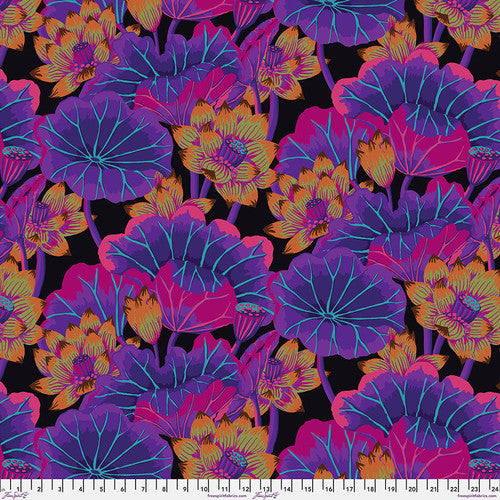 Kaffe Fassett Fabrics - Lake Blossoms - Black  From FreeSpirit Fabrics