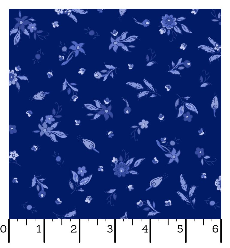 French Quarter - Small Floral on Dark Blue from Maywood Studio
