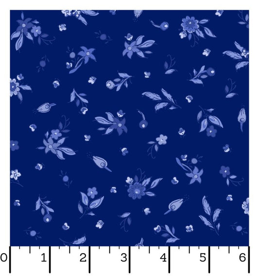 French Quarter - Small Floral on Dark Blue from Maywood Studio