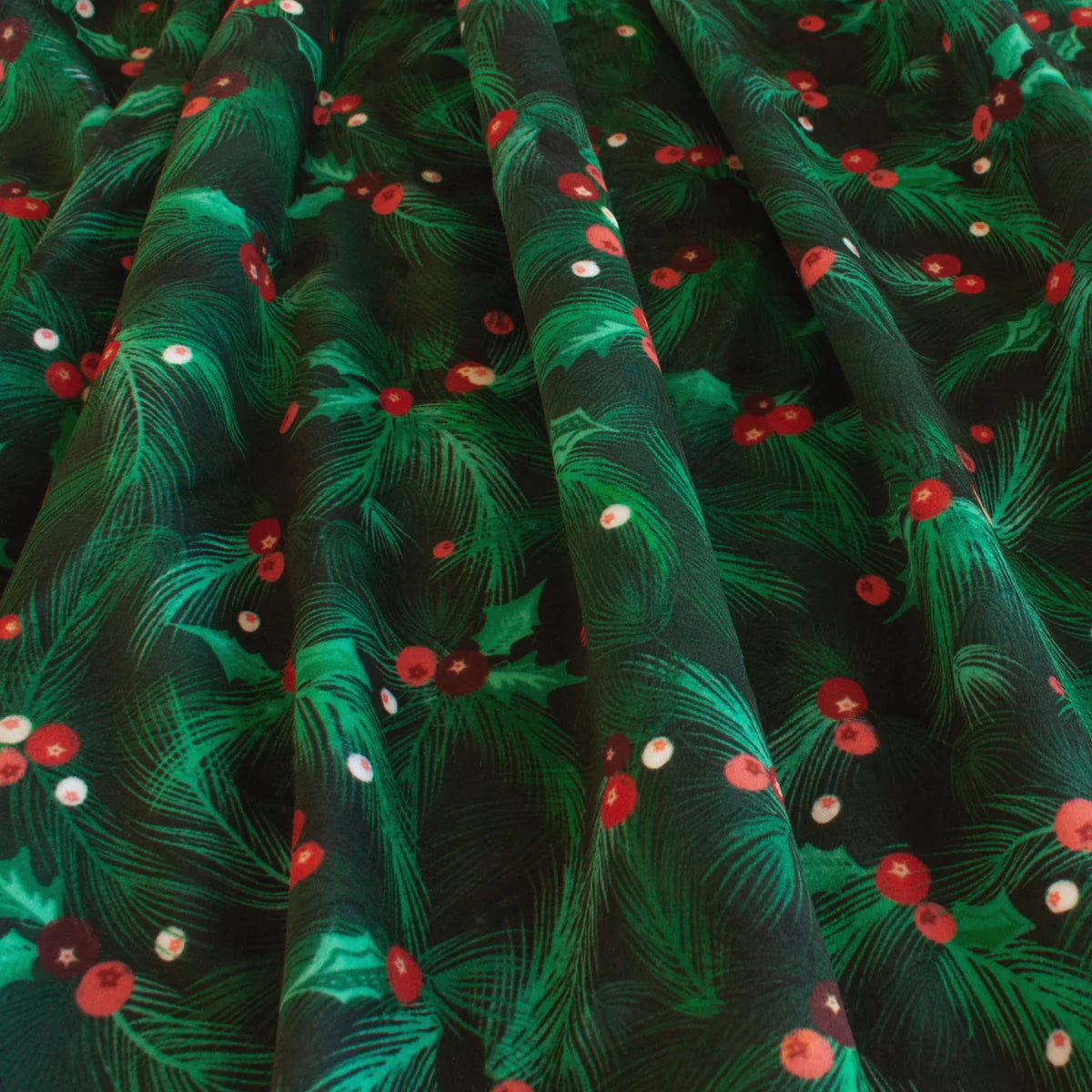 Minky -Holly Berries in Green from EZ Fabrics - 60" Wide