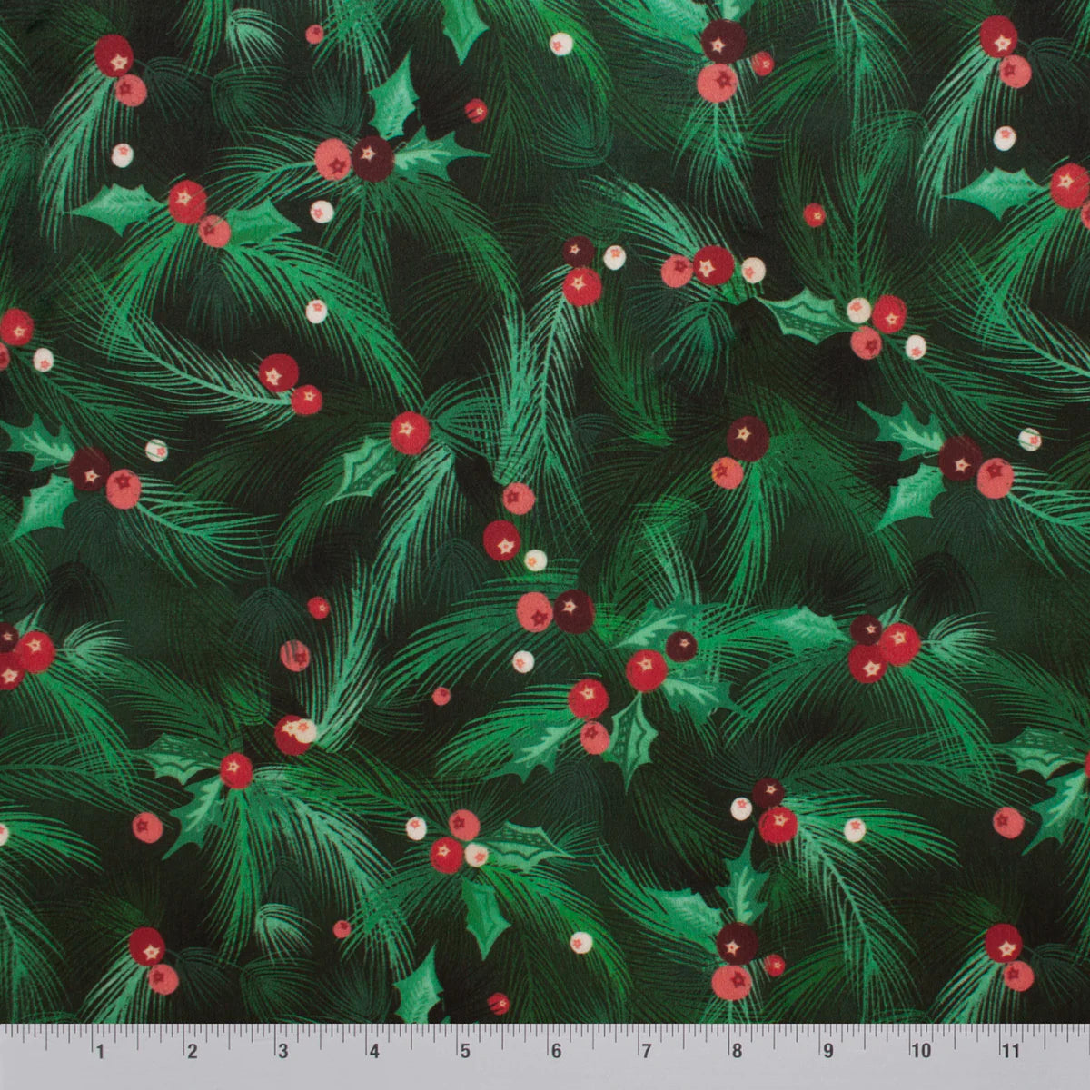 Minky -Holly Berries in Green from EZ Fabrics - 60" Wide